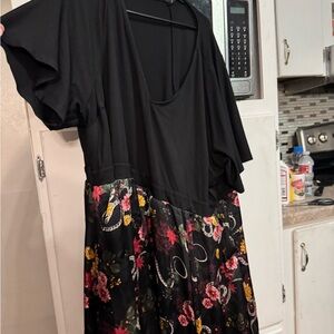 Torrid Size 6 Dressy Snake-Floral Black Dress